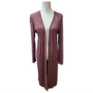 Eva Mendes Duster Cardigan Open Front Sweater Knit Maroon Women’s Size XS/S